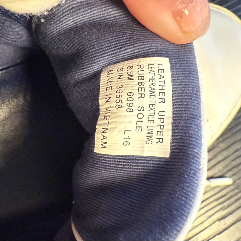Tory Burch White and Navy Ruffle Trim Sneakers - Picture 9 of 10